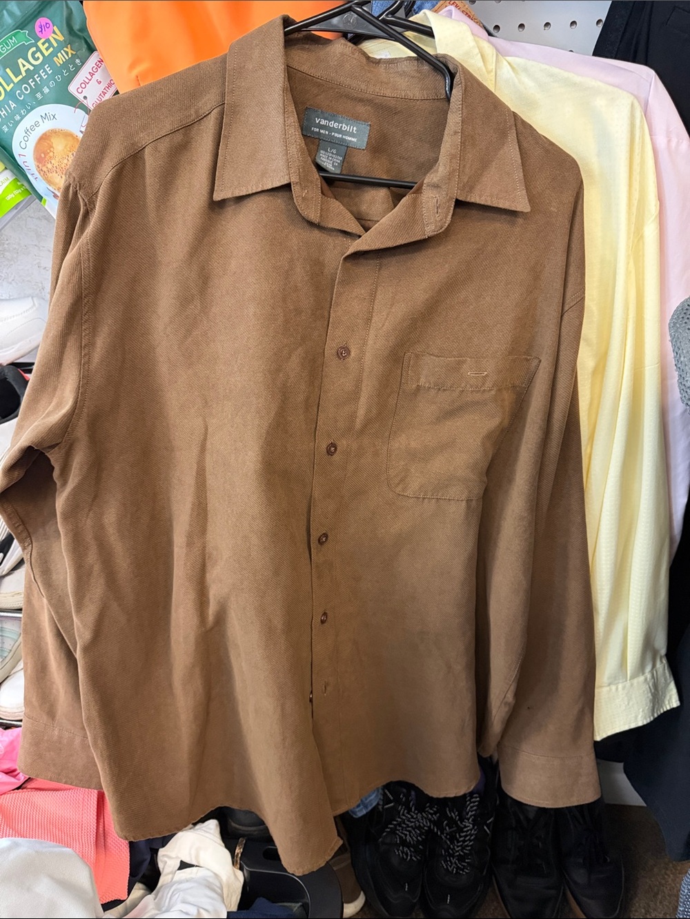 Men's Casual Brown Button-Down Shirt